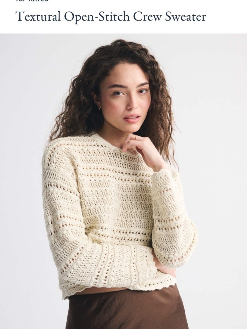 Abercrombie & Fitch Crocheted Open-Knit Crew Sweater